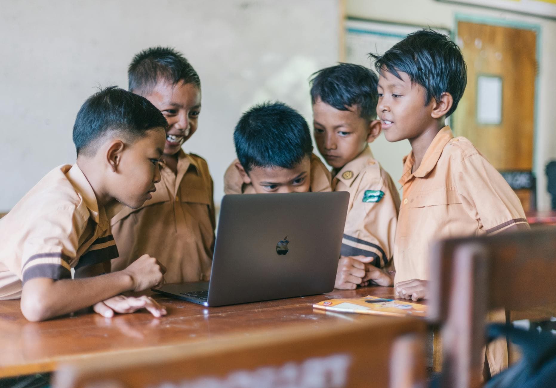 student watching a laptop